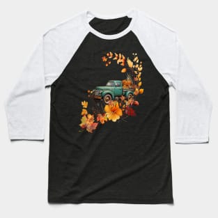 Fall Pumpkins & Sunflower Truck Autumn Season Baseball T-Shirt